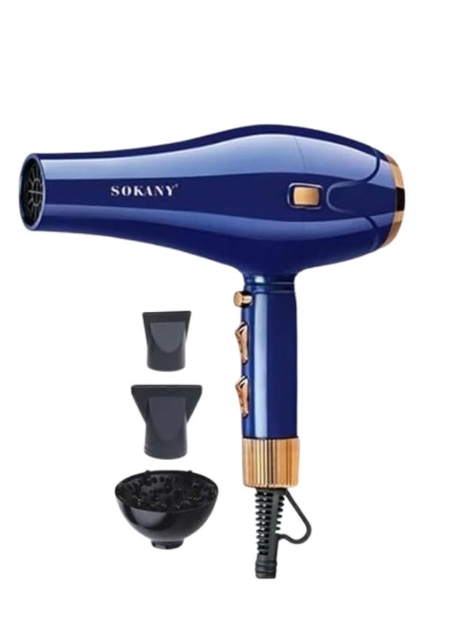سوكاني مجفف شعر احترافي SK-14003 بقوة 2400 واط - محرك عالي الأداء، قوة هواء قوية، مفتاح تبديل الهواء الساخن والبارد، تحكم متعدد السرعات، مجفف شعر سريع الجفاف ومضاد للتجعد، تصميم خفيف الوزن للاستخدام اليومي، لون كحلي - Image 1