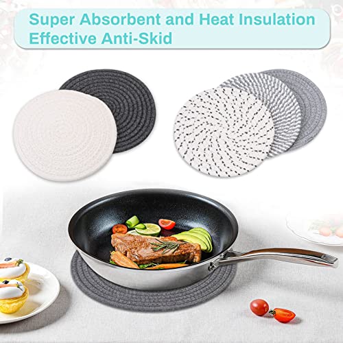 Billbotk Trivets for Hot Dishes, 6 Pieces Pot Holders for Kitchen, 100% Cotton Woven Hot Pads for Kitchen, Trivets for Kitchen Heat Resistant, 11.8 Inches and 7 Inches - Image 4