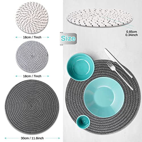 Billbotk Trivets for Hot Dishes, 6 Pieces Pot Holders for Kitchen, 100% Cotton Woven Hot Pads for Kitchen, Trivets for Kitchen Heat Resistant, 11.8 Inches and 7 Inches - Image 2