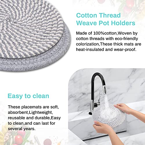 Billbotk Trivets for Hot Dishes, 6 Pieces Pot Holders for Kitchen, 100% Cotton Woven Hot Pads for Kitchen, Trivets for Kitchen Heat Resistant, 11.8 Inches and 7 Inches - Image 3
