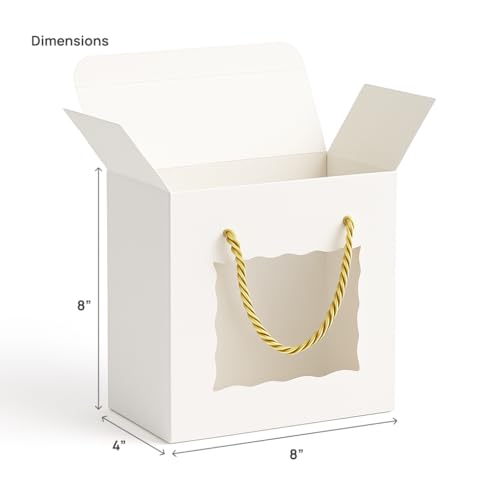 mudrit Hamper Gift Boxes 8x8x4 inches pack of 10, Gift Bag with Handles, Premium Packaging for Party Favors, Weddings, Birthday, Festive Gifting (White) - Image 3