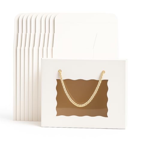 mudrit Hamper Gift Boxes 8x8x4 inches pack of 10, Gift Bag with Handles, Premium Packaging for Party Favors, Weddings, Birthday, Festive Gifting (White) - Image 4