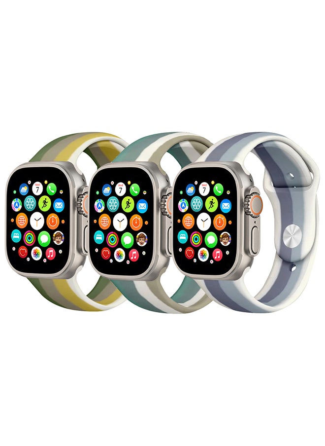CATANES - 3 Pack For Apple Watch Band 49mm 45mm 44mm 42mm Stripe Silicone Replacement Band for iWatch Ultra2 Ultra Series 9/8/7/SE/6/5/4/3/2/1 - Image 1