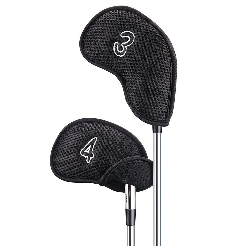 Golf Builder 12Pcs/Pack Meshy Golf Iron Covers Set Golf Club Head Cover Fit Most Irons (Black) - Image 5