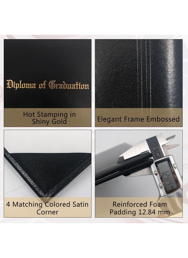 GraduationMall - 8.5X11 Imprinted Padded Diploma Cover Panoramic Certificate Holder Black - Image 1