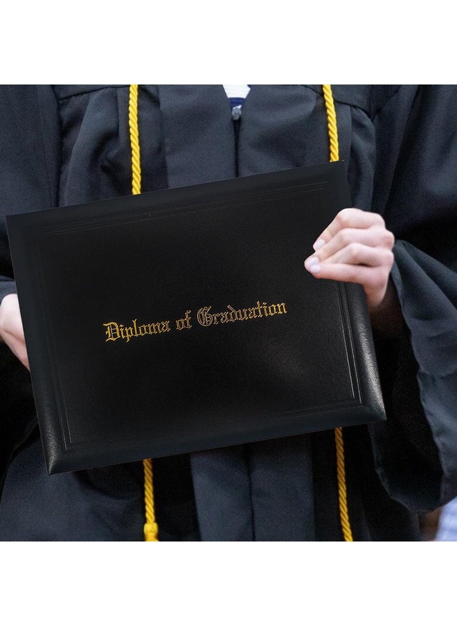 GraduationMall - 8.5X11 Imprinted Padded Diploma Cover Panoramic Certificate Holder Black - Image 1