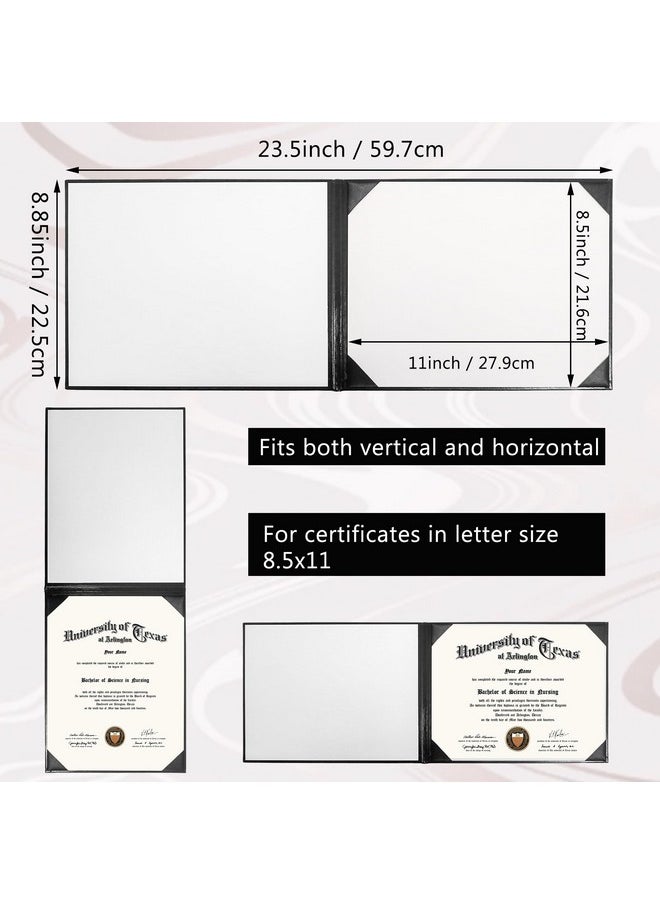 GraduationMall - 8.5X11 Imprinted Padded Diploma Cover Panoramic Certificate Holder Black - Image 1