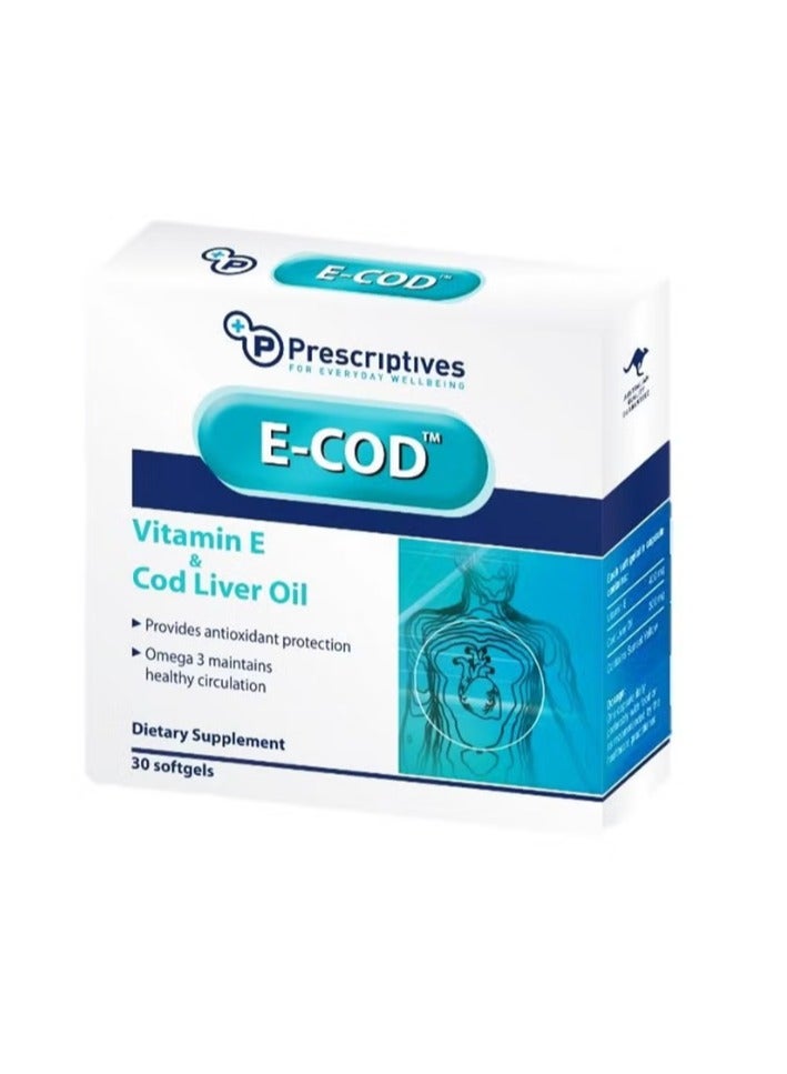 Prescriptives E-Cod Vitamin E + Cod Liver Oil Softgels, Pack of 30's
