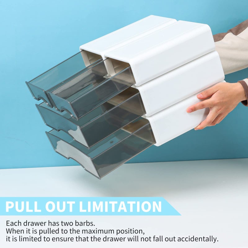 OSteed White Desktop Drawers for Paper, Stackable Office Storage Drawers for Desk, Craft Organizer and Storage Bins, 3 Mixed Storage Container with Plastic Drawers for Office Supplies - Image 4