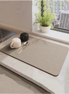 Kutis 1-Piece Diatom Mud Dish Drying Mat Modern Super Absorbent Non Slip Dish Drying Mat For Kitchen Brown 40x30 cm  - Image 1