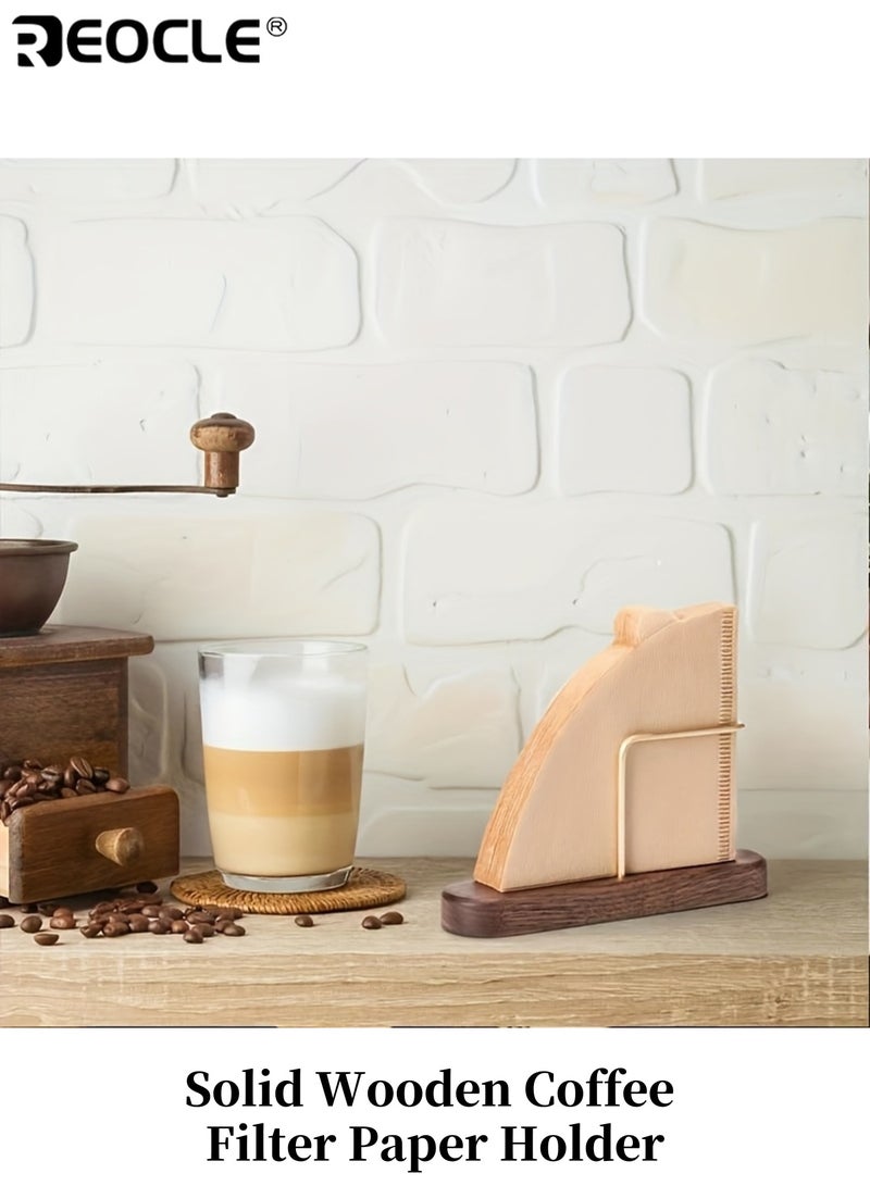 ريوكل حامل ورق فلتر القهوة مصنوع من الخشب الصلب بتصميم أنيق، يعمل كموزع ورق منظم، يسهل الوصول إليه، مثالي لتنظيم المكتب أو طاولة المطبخ، إضافة عملية وراقية لإكسسوارات القهوة - Image 1