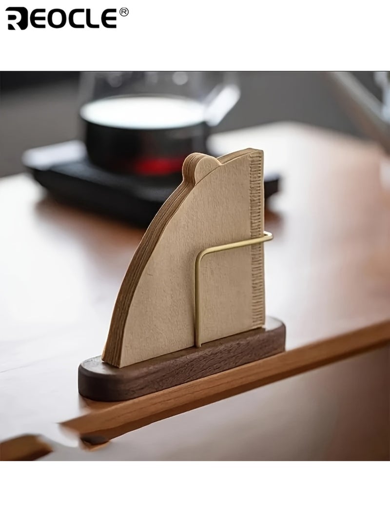 ريوكل حامل ورق فلتر القهوة مصنوع من الخشب الصلب بتصميم أنيق، يعمل كموزع ورق منظم، يسهل الوصول إليه، مثالي لتنظيم المكتب أو طاولة المطبخ، إضافة عملية وراقية لإكسسوارات القهوة - Image 4