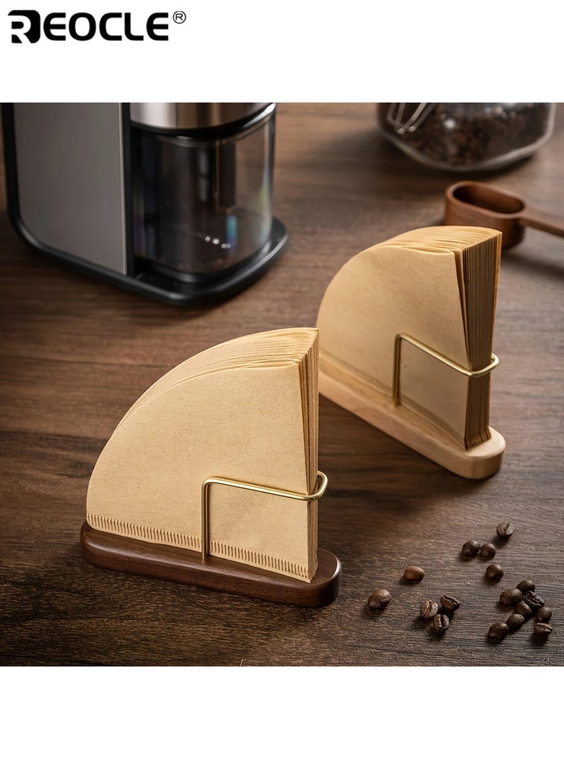 ريوكل حامل ورق فلتر القهوة مصنوع من الخشب الصلب بتصميم أنيق، يعمل كموزع ورق منظم، يسهل الوصول إليه، مثالي لتنظيم المكتب أو طاولة المطبخ، إضافة عملية وراقية لإكسسوارات القهوة - Image 3