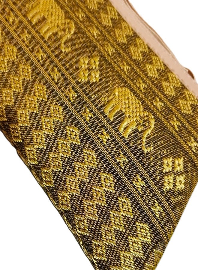 DeLegarde Traditional Brocade Clutch Wallet for Women, Light Brown and Gold, 18 x 9.5 cm - Image 5