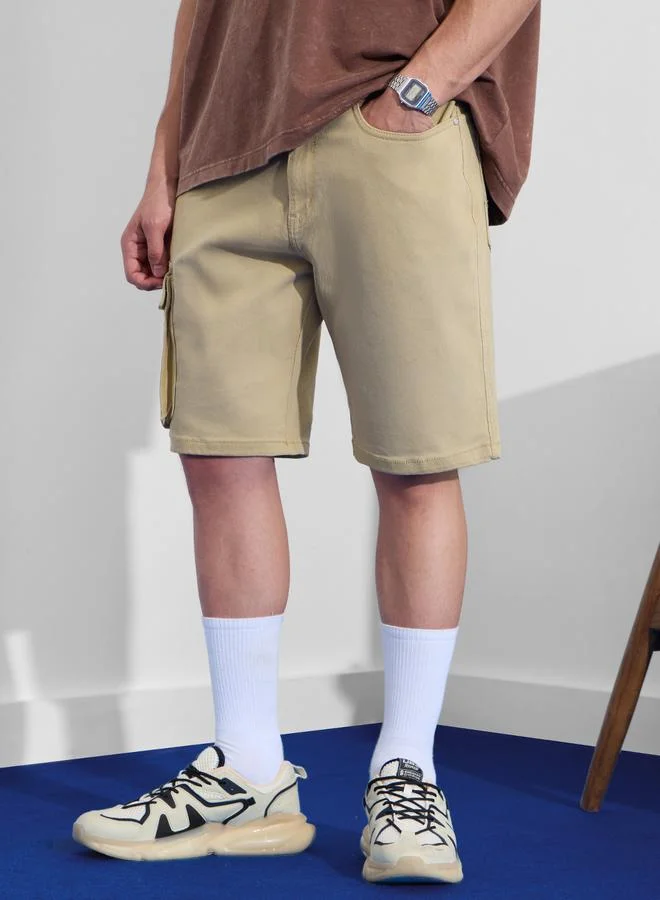 ذا سوليد ستور شورت كارجو دنيم سادة