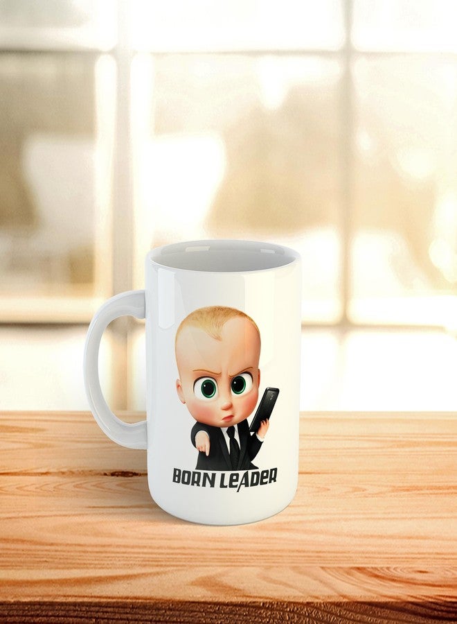 Gen7 Born to be Leader Coffee Mug | Boss Baby Printed Ceramic 350ml Mug | Perfect for Gifting | Unique & Cute Coffee Mug Gift | Quotes on Mug - Image 3