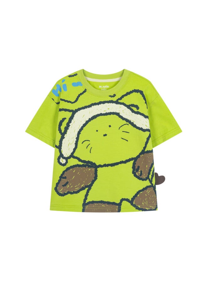 M.latin Malaoding Children's T-shirt Summer New Style Fun Brushstroke Print Short-sleeve T-shirt - Image 1