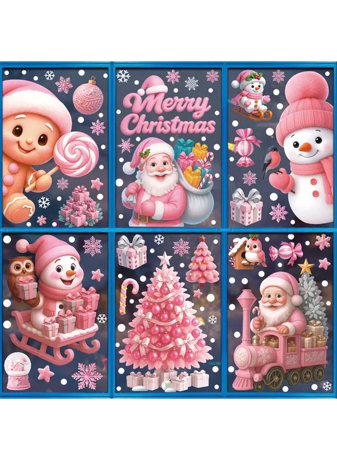 Santa Claus And Deer Set Christmas Window Stickers For Holiday Store Decorations - Image 1
