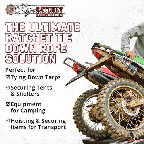 Rope Ratchet 1/4" Adjustable Pulley System – 150 lb Capacity Heavy-Duty 15' Braided Polypropylene Rope, Locking Rope Hanger, Grow Lights, Tarp Tie Downs, Kayak Straps, Plant Pulleys, Tent Tie Downs - Image 4