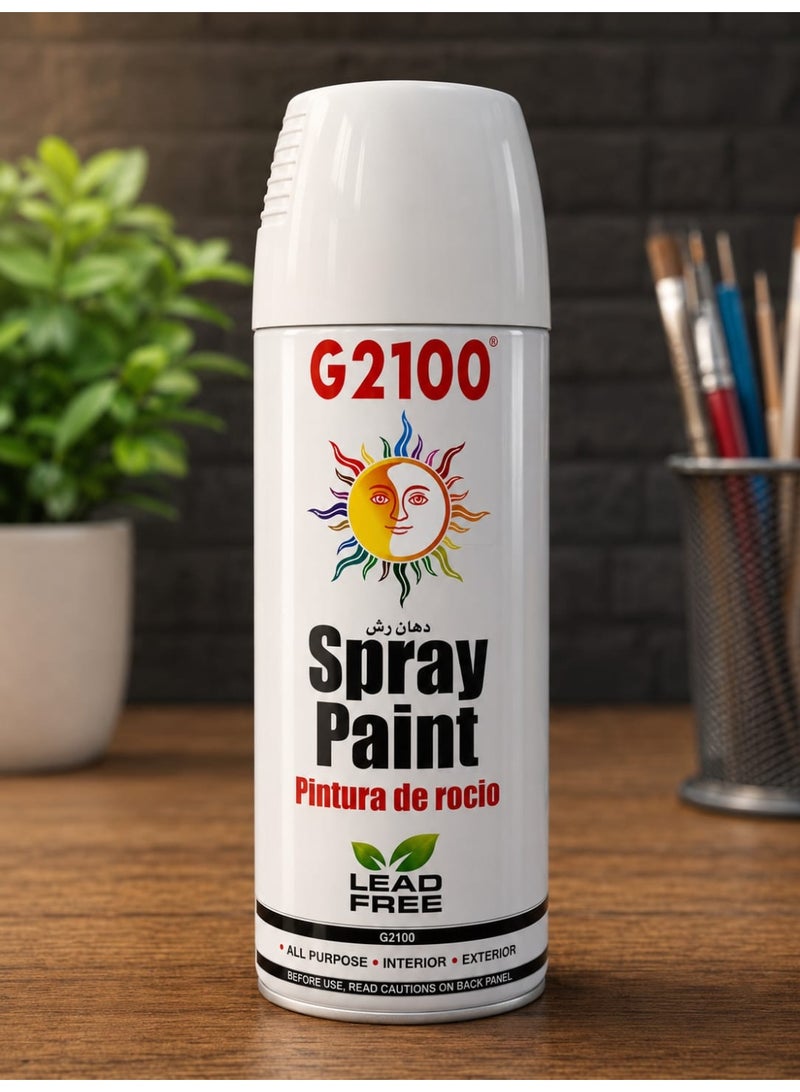 G2100 White Spray Paint 400ml – Quick Dry Multi-Surface Aerosol Paint for Metal, Wood, Plastic & Furniture – Interior & Exterior Use