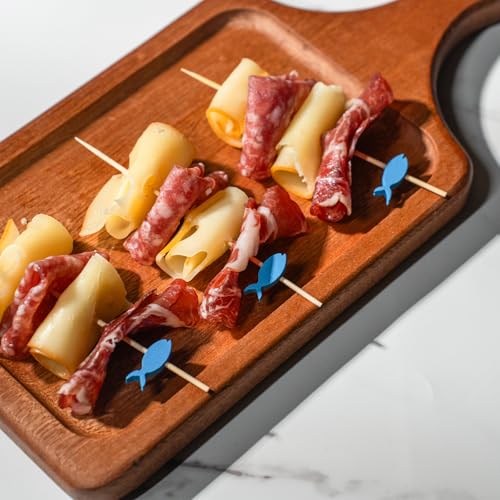 PuTwo Cocktail Toothpicks 100 Counts Cocktail Picks Handmade Natural Bamboo Cocktail Sticks Eco-Friendly Appetizer Skewers for Cocktail Appetizers Fruits Dessert - Blue Fishes - Image 5