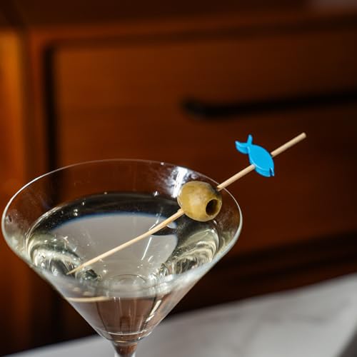 PuTwo Cocktail Toothpicks 100 Counts Cocktail Picks Handmade Natural Bamboo Cocktail Sticks Eco-Friendly Appetizer Skewers for Cocktail Appetizers Fruits Dessert - Blue Fishes - Image 4