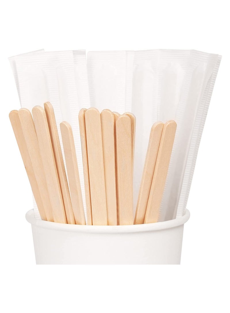 Zikra 200Pcs Wooden Coffee Stirrers, 5.5 Inch Individually Wrapped Coffee Stir with Paper Wrapped | Disposable Stir Sticks, Crude Wooden Beverage Stirring Stick for Tea, Cream, And Sugar - Image 3