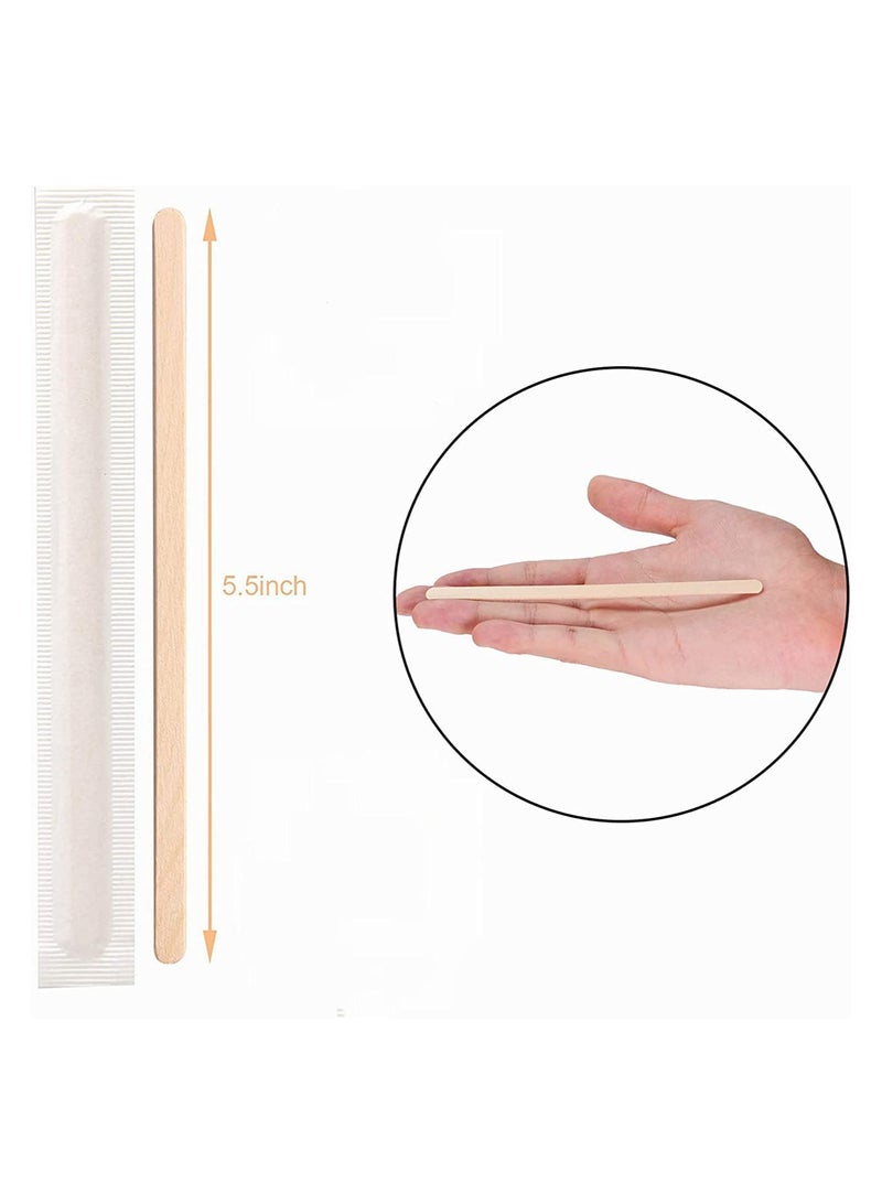 Zikra 200Pcs Wooden Coffee Stirrers, 5.5 Inch Individually Wrapped Coffee Stir with Paper Wrapped | Disposable Stir Sticks, Crude Wooden Beverage Stirring Stick for Tea, Cream, And Sugar - Image 4