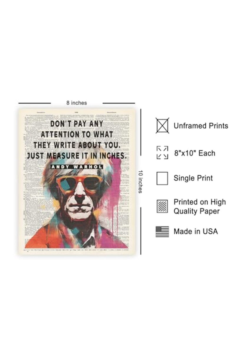 Poster Master Don't Pay Attention To What They Write About You Poster - Andy Warhol Print - Motivational Quotes Art - Gift for Him & Her - Funny Decor for Bedroom or Office - 8x10 UNFRAMED Wall Art - Image 3