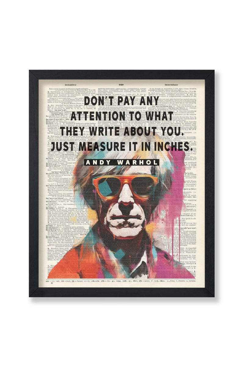 Poster Master Don't Pay Attention To What They Write About You Poster - Andy Warhol Print - Motivational Quotes Art - Gift for Him & Her - Funny Decor for Bedroom or Office - 8x10 UNFRAMED Wall Art - Image 1