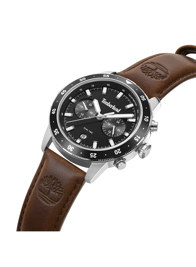 تمبرلاند Parkman Black Dial Leather Strap Multifunction Watch for Men, 44mm