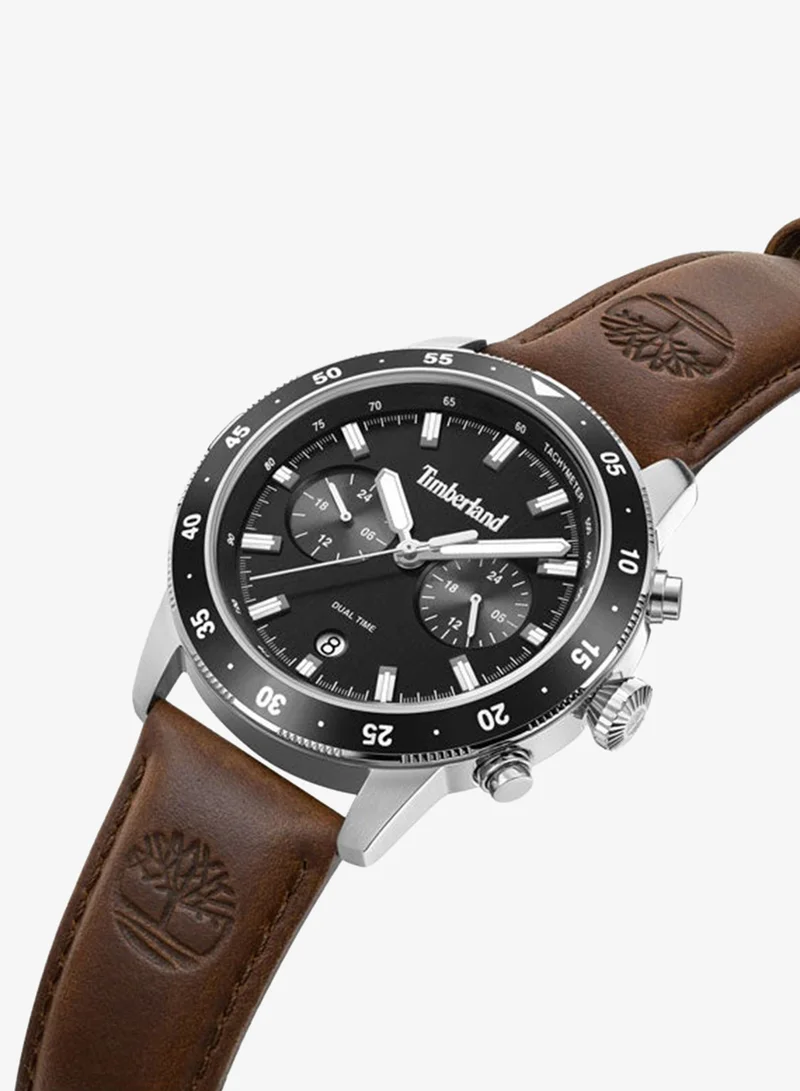 Timberland Parkman Black Dial Leather Strap Multifunction Watch for Men, 44mm