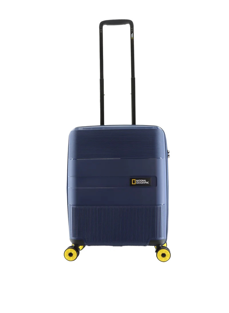 ناشيونال چيوغرافيك National Geographic Cavern Carry-On Small Cabin PP Hardside Luggage Navy, Durable/ Unbreakable/ Lightweight/ Anit-theft Zipper/ 4 Double Wheel TSA Lock Suitcase Trolley Bag (49 cm/ 20 Inch).