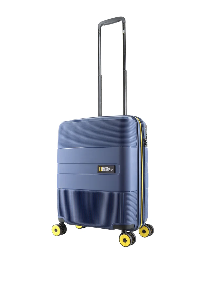 NATIONAL GEOGRAPHIC National Geographic Cavern Carry-On Small Cabin PP Hardside Luggage Navy, Durable/ Unbreakable/ Lightweight/ Anit-theft Zipper/ 4 Double Wheel TSA Lock Suitcase Trolley Bag (49 cm/ 20 Inch).