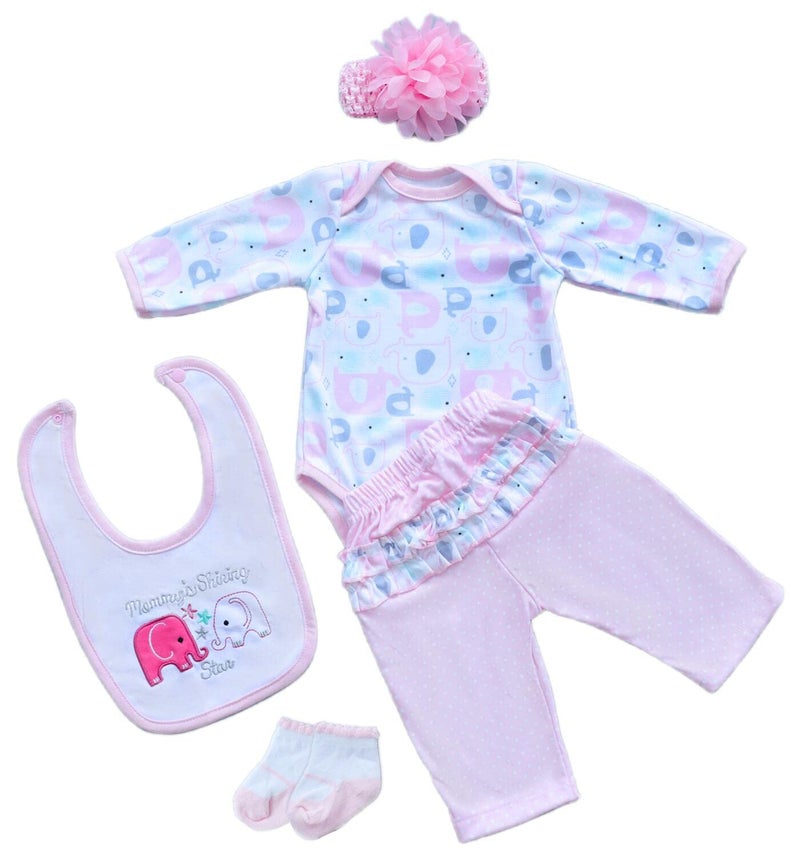 MAIHAO Reborn Baby Dolls Clothes for 17-22 Inch Newborn Baby Doll Girl  Baby Doll Clothes Outfit Accessories fit 17-22 Inch Baby Doll Girl (Elephant Pattern) - Image 1
