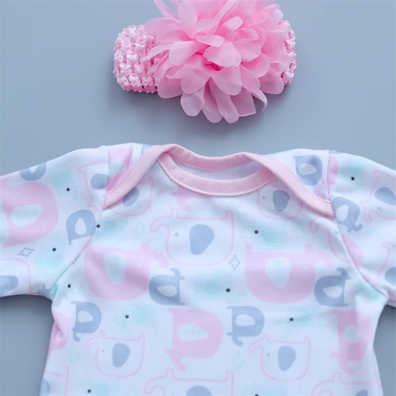 MAIHAO Reborn Baby Dolls Clothes for 17-22 Inch Newborn Baby Doll Girl  Baby Doll Clothes Outfit Accessories fit 17-22 Inch Baby Doll Girl (Elephant Pattern) - Image 4
