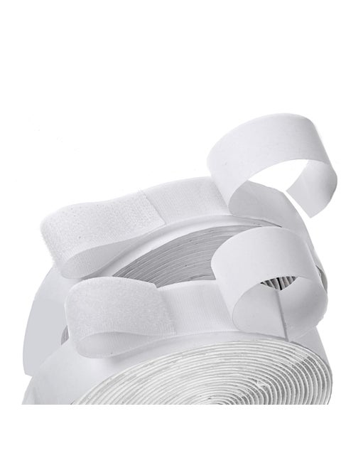 16 Feet Length 075 Inch Width Hook and Loop with Strong Self Adhesive Tape Strip Fastener White