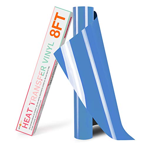 HTVRONT HTV Vinyl Rolls Heat Transfer Vinyl  12 x 8ft Sky Blue HTV Vinyl for Shirts Iron on Vinyl for All Cutter Machine  Easy to Cut  Weed for Heat Transfer Design Sky Blue