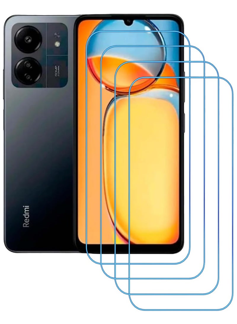 ACLIX 4 Pieces Antistatic ESD Dustproof Premium Quality High Definition Clear Tempered Glass Screen Protector Designed For Xiaomi Redmi 13C - Image 1