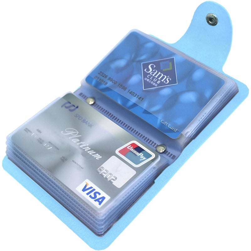 Kraptick Leather Credit Card Holder with Double-Sided Slots for Cards, Business Card Holder, ATM Card Holder for Women and Men- 24 Card Slots (Blue) - Image 2