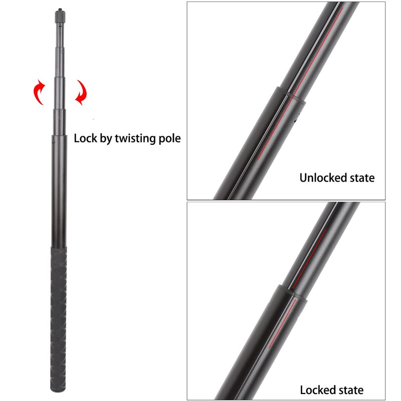 PellKing Long 77inch Invisible Selfie Stick for Insta360 ONE X4, X3, X2, X, Insta360 ONE R, RS, Insta 360 Camera 1/4" Extended Monopod Pole - Image 3