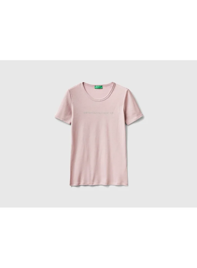 UNITED COLORS OF BENETTON T-Shirt In 100% Cotton With Glitter Print