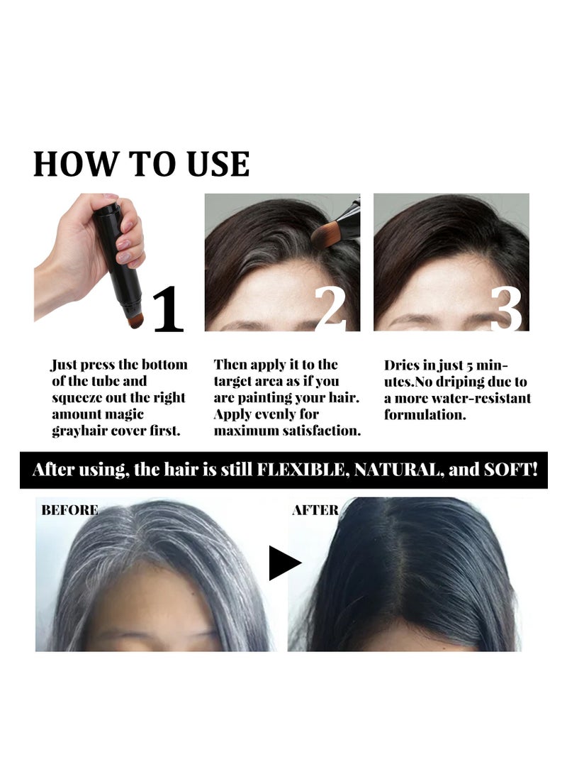 EELHOE 20ml disposable plant-based hair salon washable non-damaging hair replacement hair color black brown quick white hair covering stick - Image 5