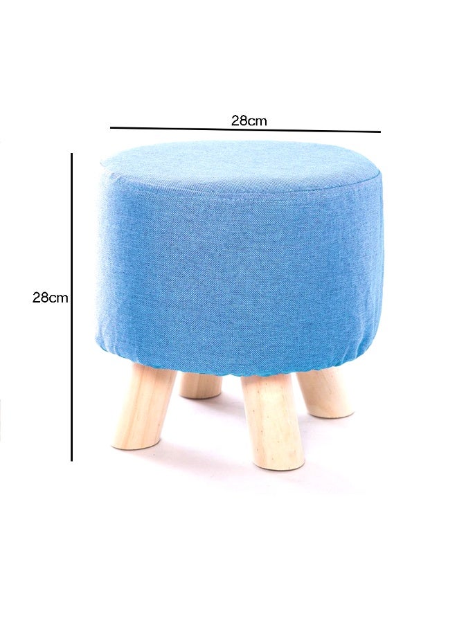 LINGWEI Modern Round Ottoman Stool 28x28x28cm Shoe Change Chair Footrest Blue For Living Room, Bedroom, and Office - Image 4