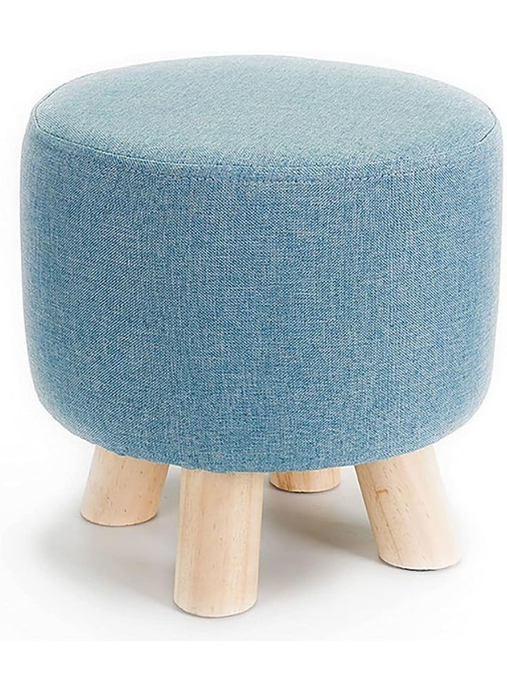 LINGWEI Modern Round Ottoman Stool 28x28x28cm Shoe Change Chair Footrest Blue For Living Room, Bedroom, and Office - Image 5