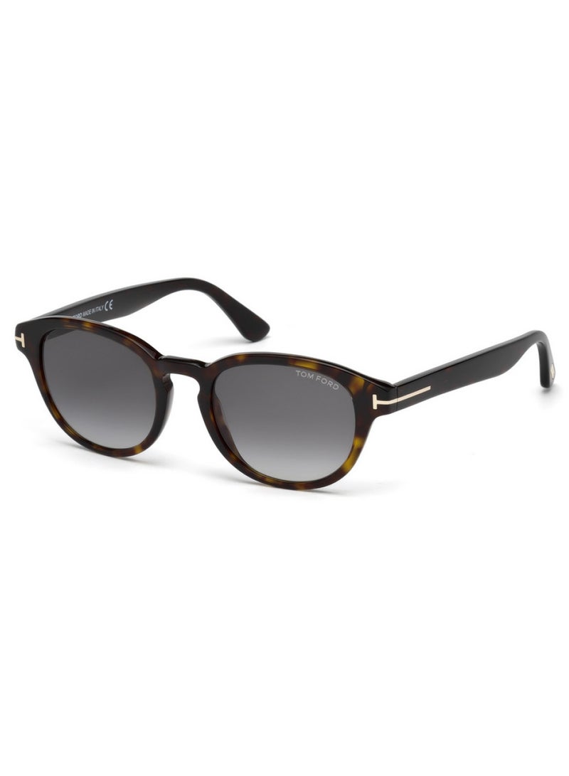 Tom Ford Unisex Havana Geometric Sunglasses with Grey lenses FT0521 52B 52mm