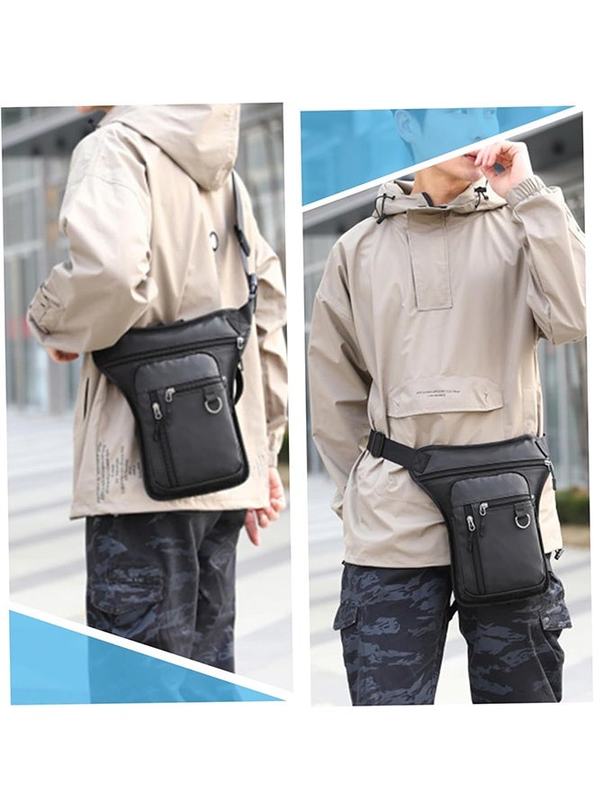 Quantum Small Leg Bag, Adjustable Thigh Pouch, Hiking Multi-Pocket Waist Pack Outdoor Motorcycle Riding Hiking Waist Fanny Pack Travel Bags (Black) - Image 5