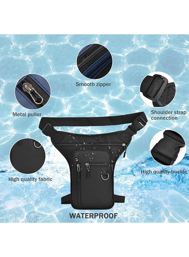 Quantum Small Leg Bag, Adjustable Thigh Pouch, Hiking Multi-Pocket Waist Pack Outdoor Motorcycle Riding Hiking Waist Fanny Pack Travel Bags (Black) - Image 4