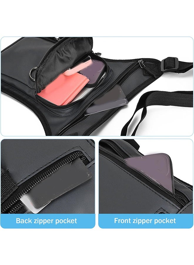 Quantum Small Leg Bag, Adjustable Thigh Pouch, Hiking Multi-Pocket Waist Pack Outdoor Motorcycle Riding Hiking Waist Fanny Pack Travel Bags (Black) - Image 3