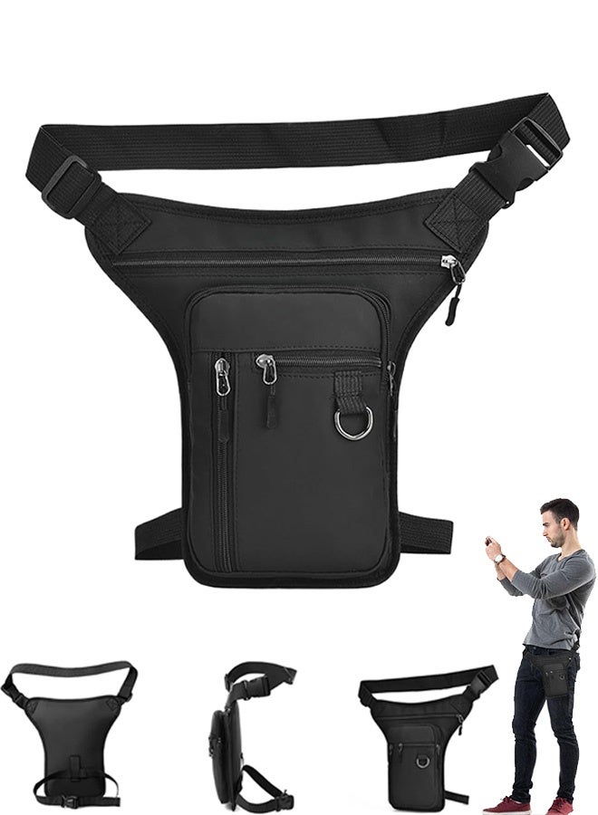 Quantum Small Leg Bag, Adjustable Thigh Pouch, Hiking Multi-Pocket Waist Pack Outdoor Motorcycle Riding Hiking Waist Fanny Pack Travel Bags (Black) - Image 1